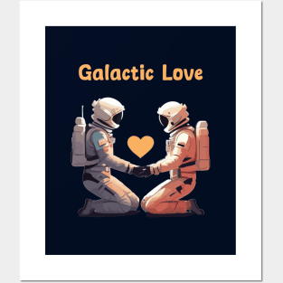 Galactic love - Astronauts in love Posters and Art